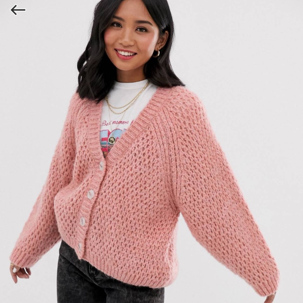 ASOS petite pink oversized cardigan